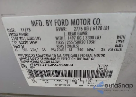 2019 Ford Explorer Limited from USA, damaged, VIN 1FM5K7F80KGA64003